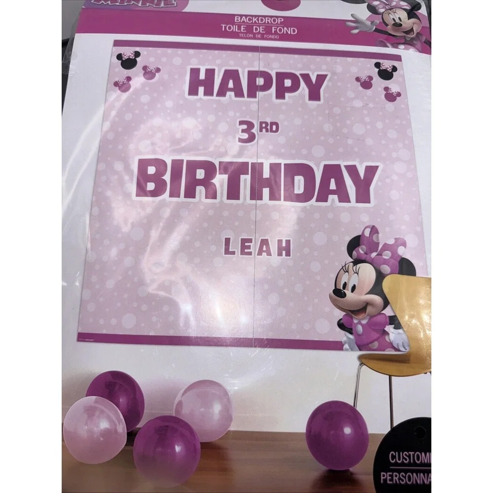 Minnie mouse customizable birthday decorations